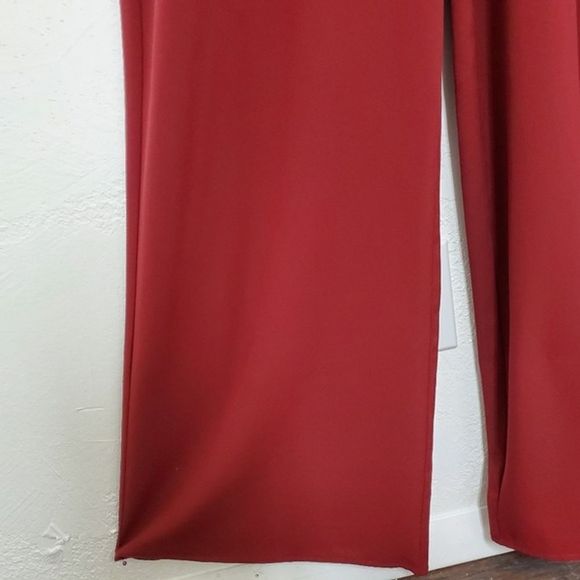 GIANNI BINI | Maroon Wide Leg Open Back Romper Med - Picture 8 of 8